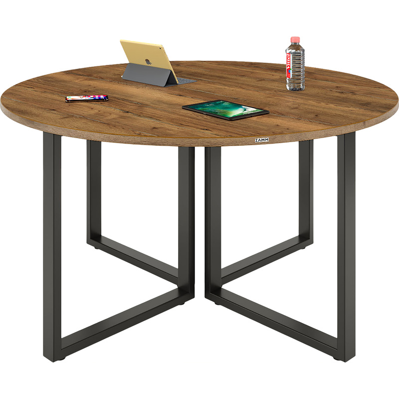 Изображение товара Стол для переговоров Zamm Зета 11674 круглый дуб галифакс олово черный 1200х1200х745 мм