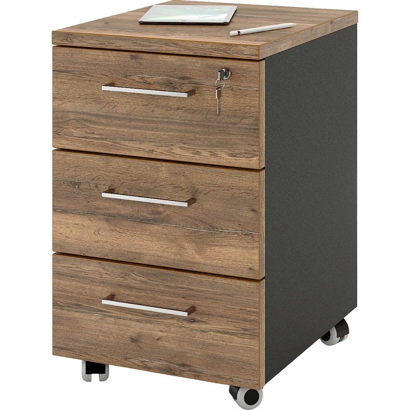 Изображение товара Тумба подкатная Zamm Формат 11483 с центральным замком (дуб галифакс олово, 410х500х613 мм)