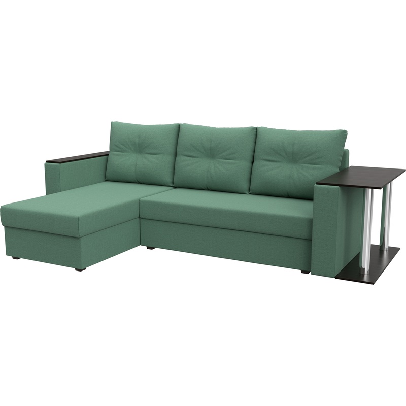 Изображение товара Диван-кровать угловой левый Комфорт Атланта столик зеленый ткань