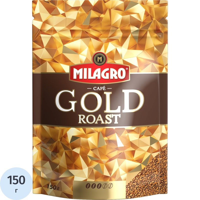Изображение товара Кофе растворимый сублимированный Milagro Gold Roast 150 г (пакет)