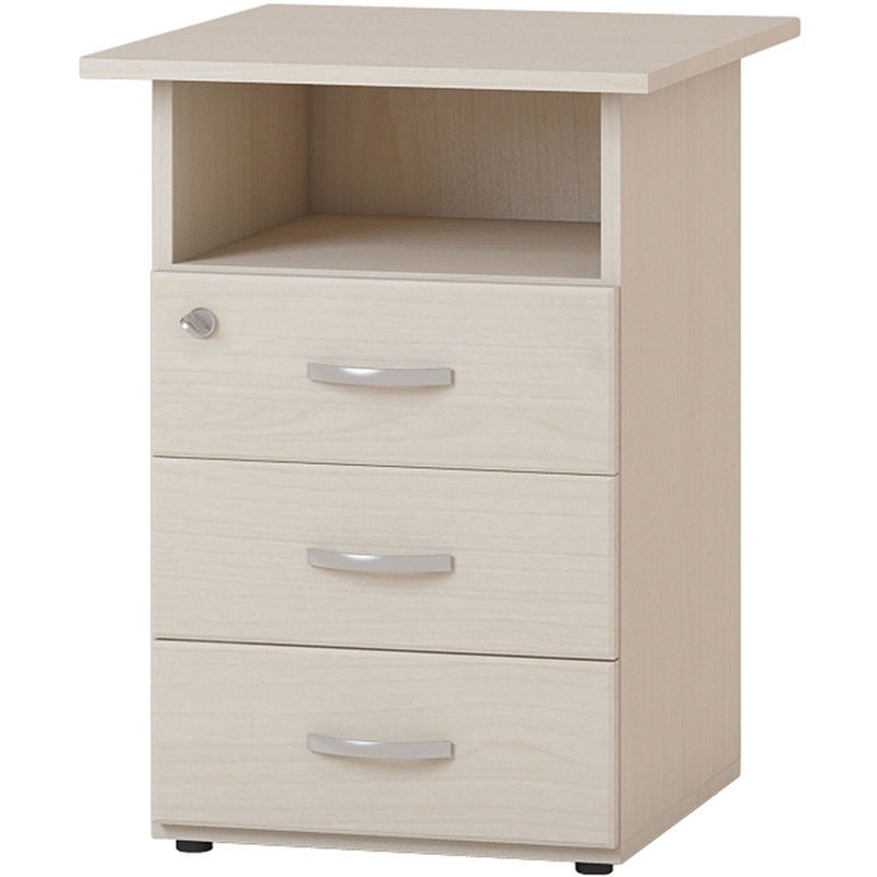 Изображение товара Тумба приставная Гермес Тм01.1 с замком (дуб девон, 600х600х750 мм, 3 ящика)