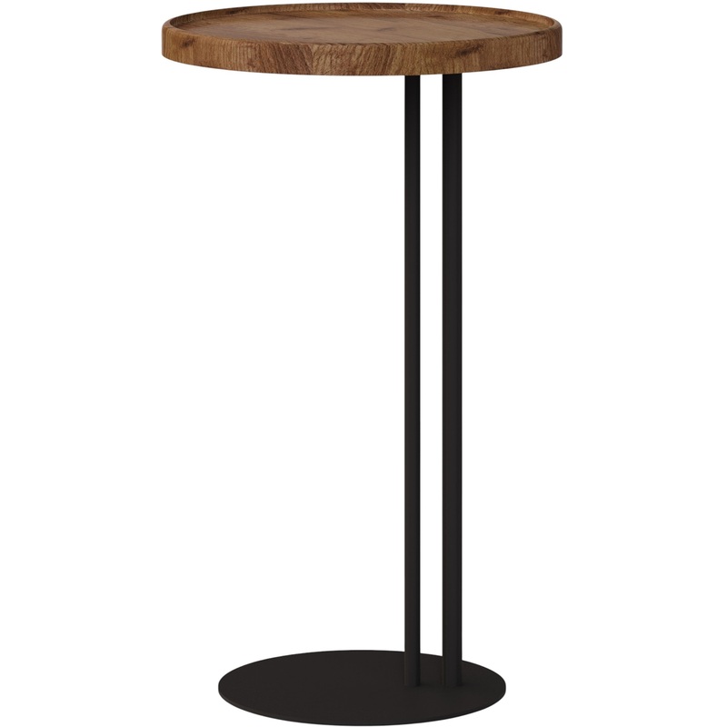 Изображение товара Стол журнальный Кальяри круглый из МДФ и металла, цвет браун и чёрный