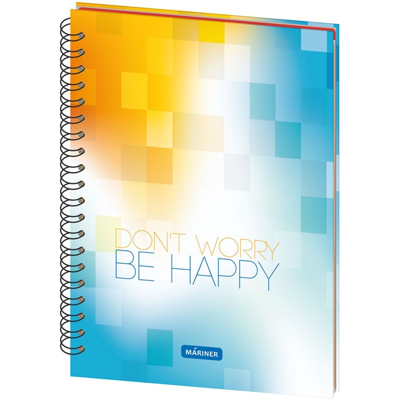 Изображение товара Бизнес-тетрадь Mariner Be Happy 27.4x20 см 120 листов разноцветная в клетку на спирали с разделителями