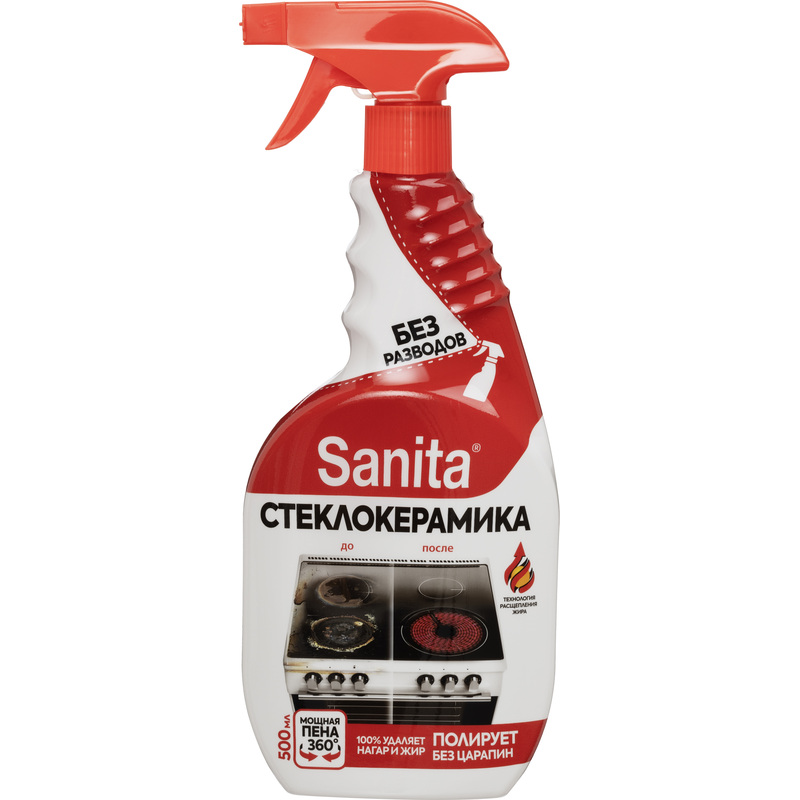 Изображение товара Чистящее средство Санита 0.5 л пена для стеклокерамики и индукционных плит