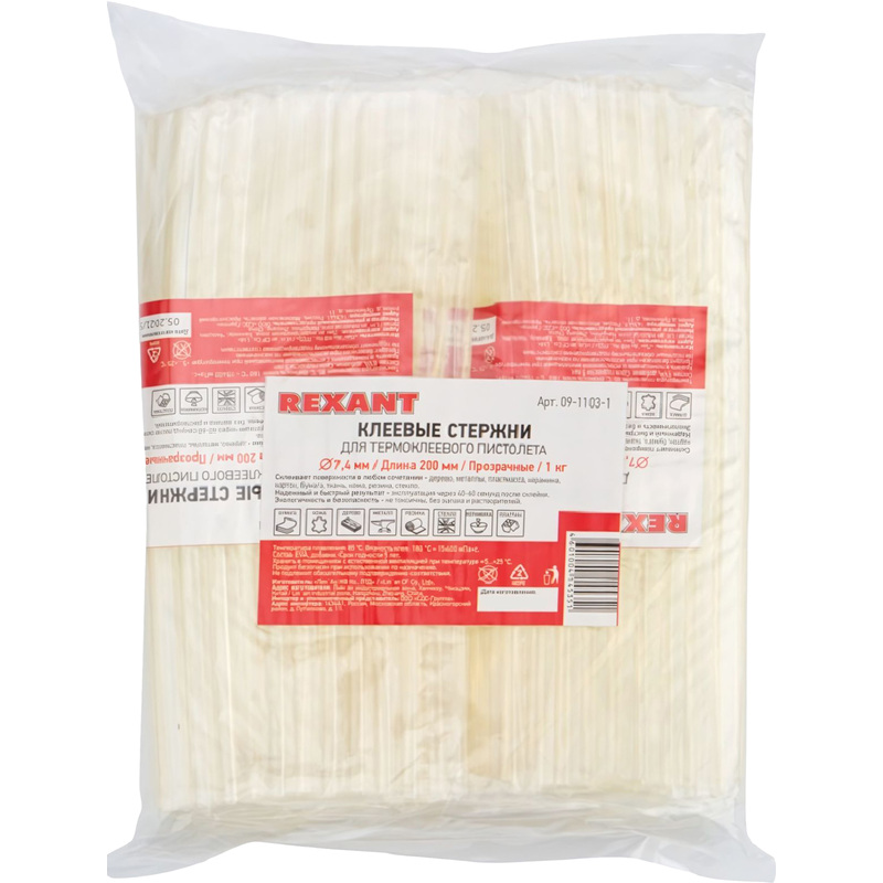 Изображение товара Стержень клеевой универсальный Rexant 7x200 мм 119 штук