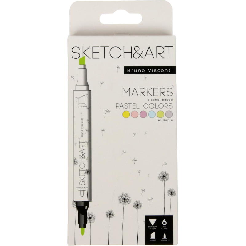 Изображение товара Набор маркеров для скетчинга Sketch&Art 6 пастельных цветов двухсторонние