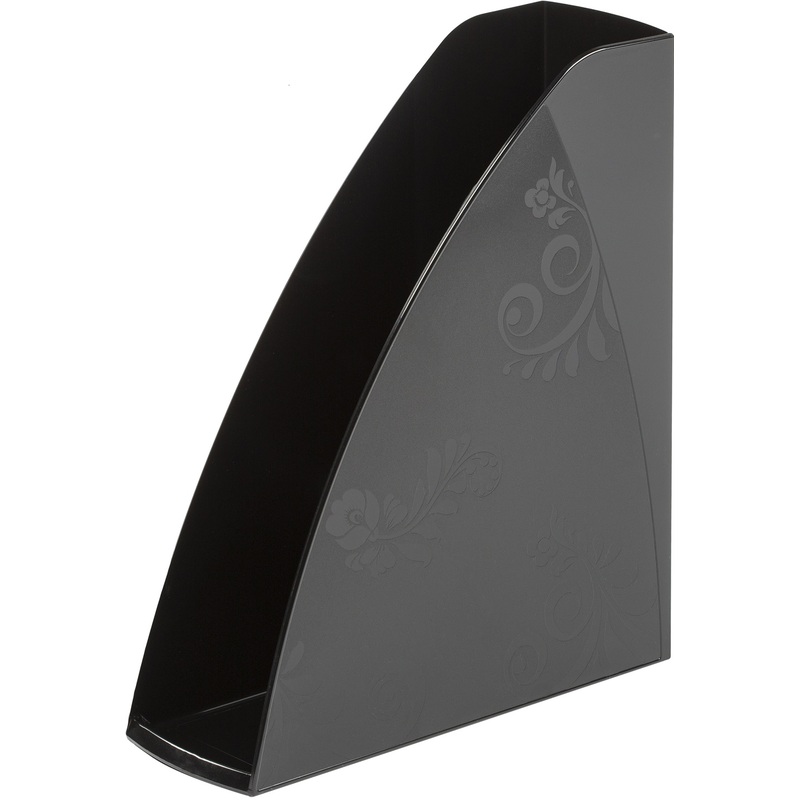 Изображение товара Вертикальный лоток для бумаг Комус Русская серия пластиковый черный 85 мм