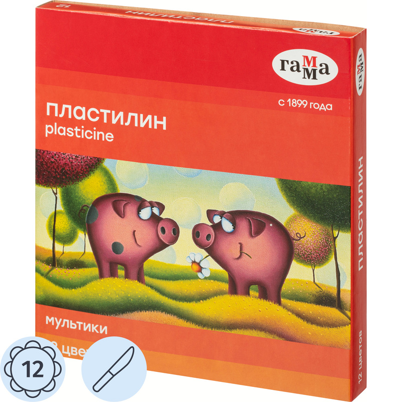 Изображение товара Пластилин классический Гамма Мультики 12 цветов 240 г для лепки и моделирования