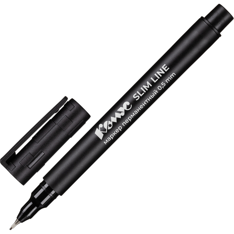 Изображение товара Перманентный маркер Комус Slim Line черный игольчатый наконечник 0.5 мм 12 штук