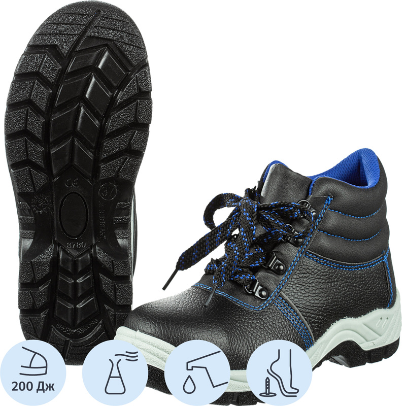 Изображение товара Ботинки рабочие ПУ-ТПУ из натуральной/искусственной кожи с металлическим подноском черные (размер 37)