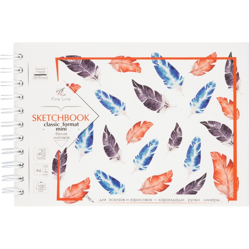 Изображение товара Скетчбук для маркеров, акрила, гуаши, темперы, акварели Полином А6 60 листов