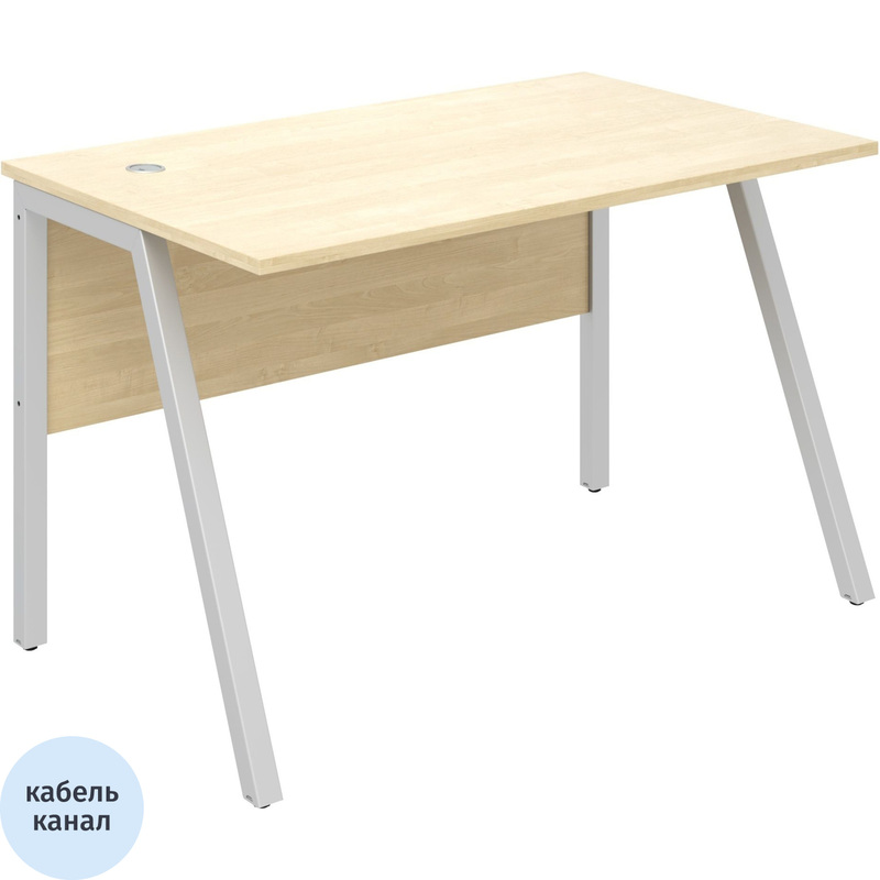 Изображение товара Стол прямой Рондо 1180х750х750 мм берёза серый с кабель-каналом