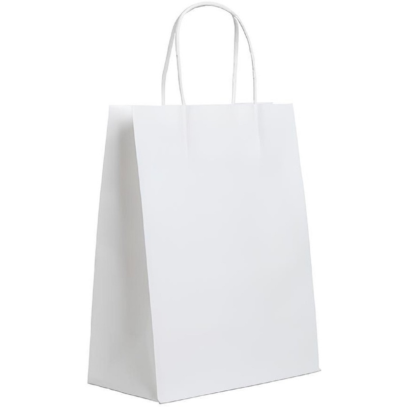Изображение товара Крафт-пакет бумажный белый с кручёными ручками 34.5x33x18 см 80 г/кв.м био 200 шт