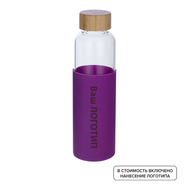 Изображение товара Стеклянная бутылка Refine 550 мл с силиконовым чехлом и индивидуальной гравировкой