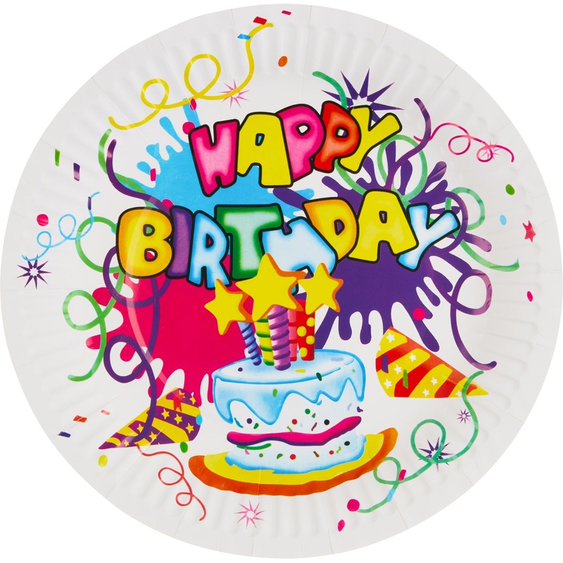 Изображение товара Набор тарелок одноразовых Волшебная страна Happy Birthday 23 см (6 штук в упаковке)