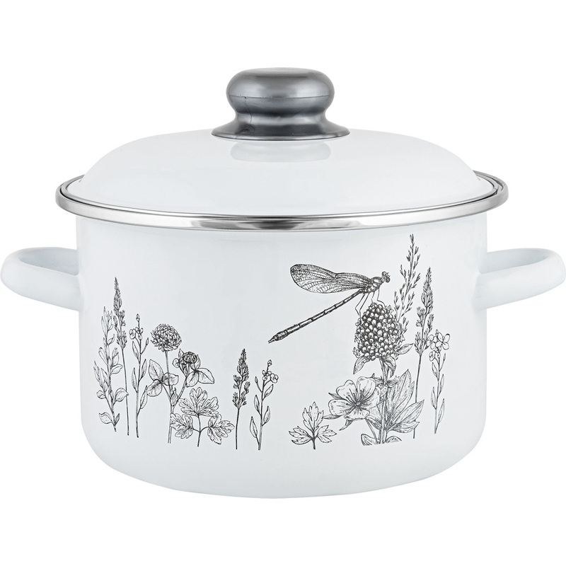 Изображение товара Кастрюля Appetite Flora 4 л эмалированная сталь с крышкой