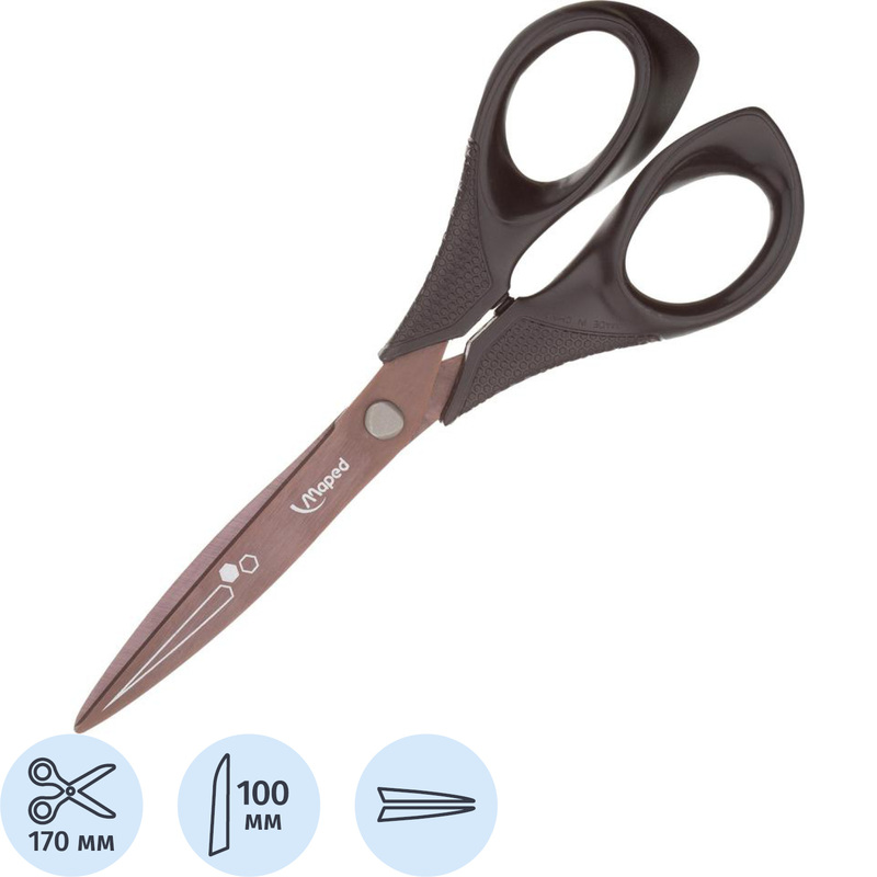 Изображение товара Ножницы 170 мм Maped Titanium с пластиковыми ручками черные для бытового применения