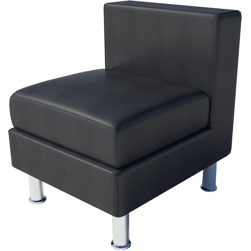 Изображение товара Модуль дивана Лайт 1 одноместный черный из искусственной кожи с металлокаркасом