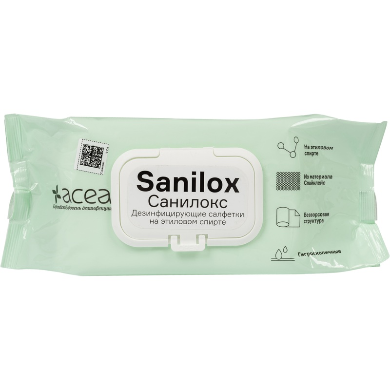 Изображение товара Салфетки влажные Acea Санилокс дезинфицирующие (120 штук в упаковке)