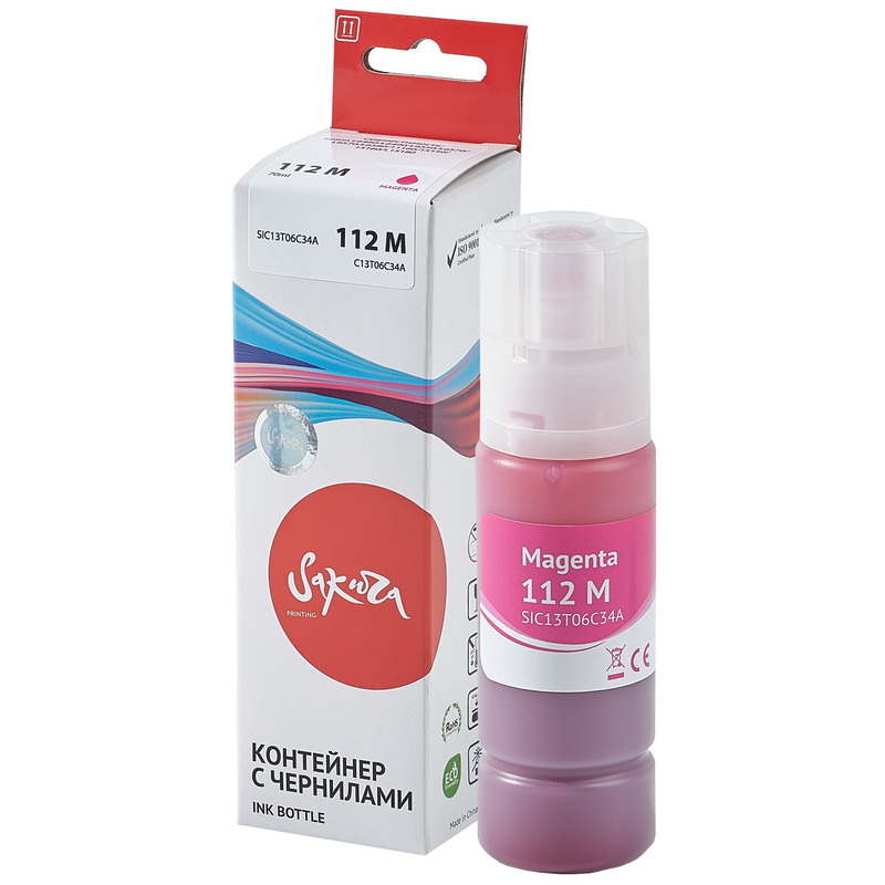 Изображение товара Чернила Sakura C13T06C34A 112 M пурпурные для Epson совместимые