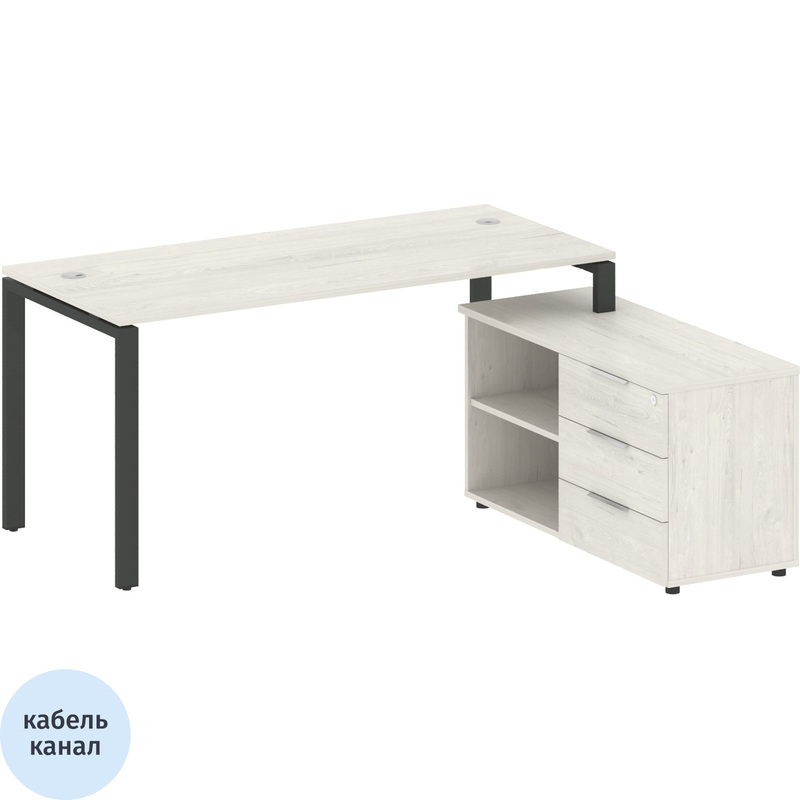 Изображение товара Стол угловой Metal System Style БП.РС-СТС-2.4 Пр правый с тумбой (дуб наварра/антрацит, 1700х1520х750 мм)