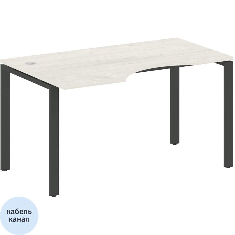 Изображение товара Эргономичный рабочий стол Metal System Style БП.СА-2 Л дуб наварра/антрацит 1400х900х750 мм