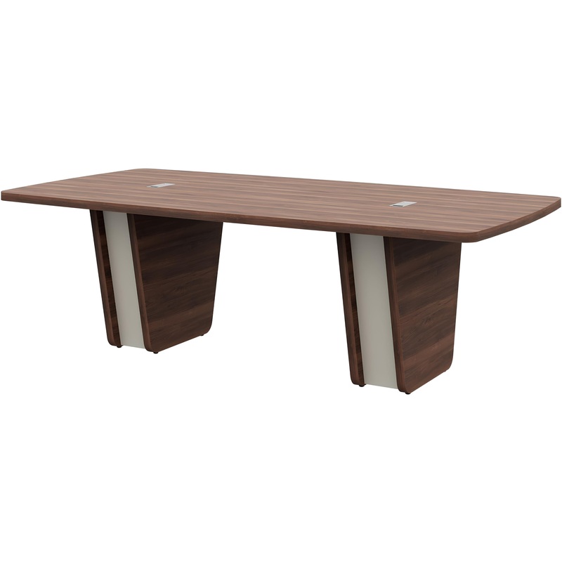 Изображение товара Уценка. Стол для переговоров Easy to lead Fregat Easy to lead 129S010 с кабель каналом (орех бакаут/серый, 2400х1200х753 мм)