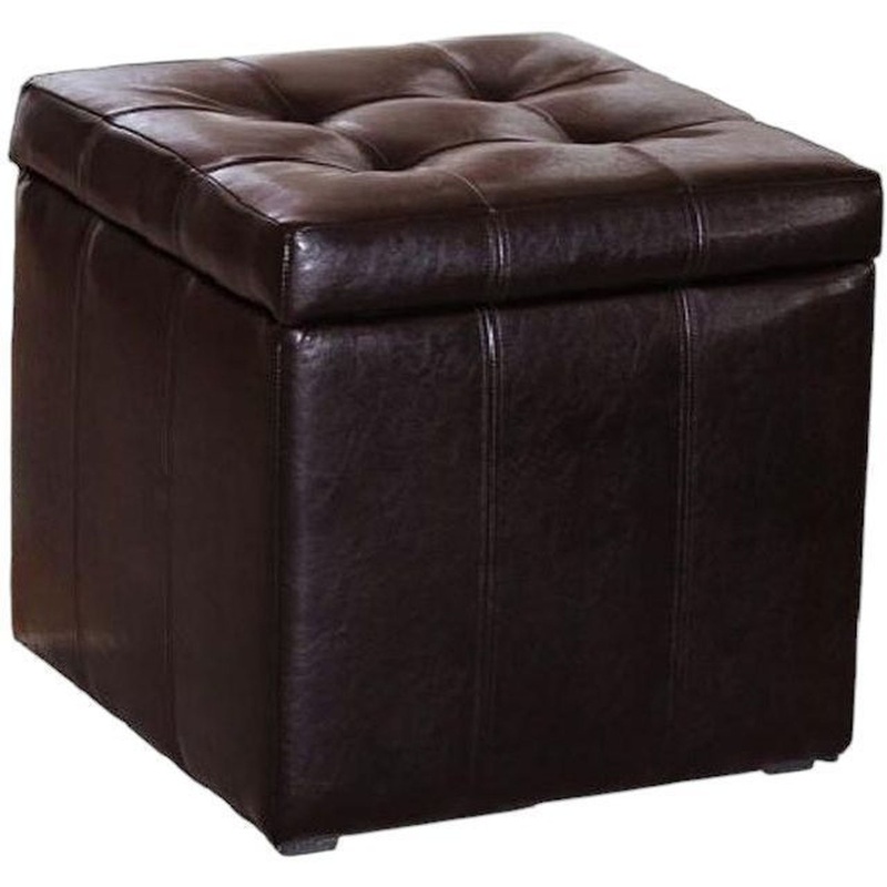Изображение товара Пуф Модерна с ящиком для хранения коричневый (искусственная кожа, 460x460x460 мм)