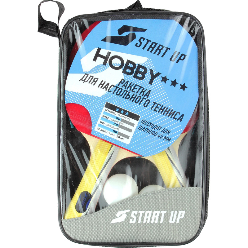 Изображение товара Набор для настольного тенниса Start Up (2 ракетки и 3 шарика) в чехле