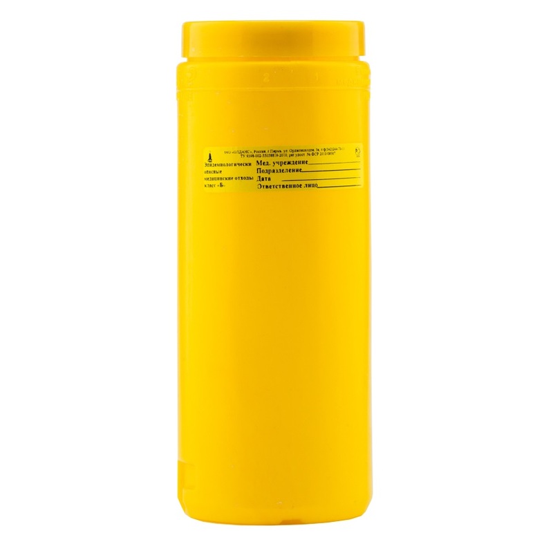 Изображение товара Емкость-контейнер для острых медицинских отходов 2л класс Б желтый Олданс