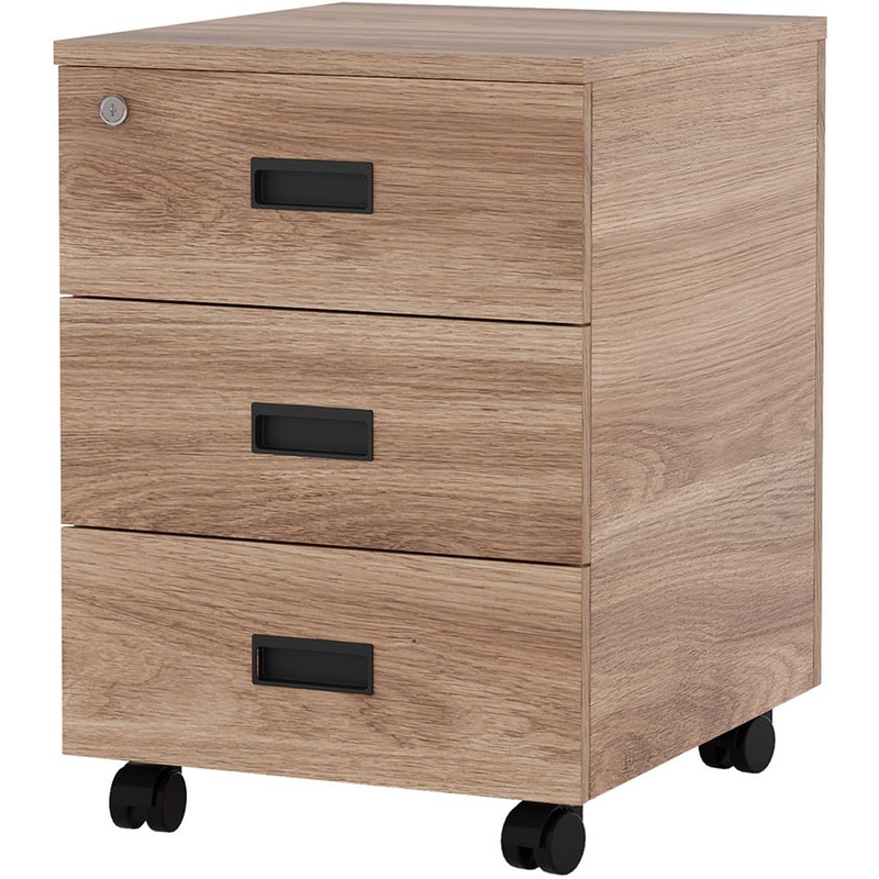 Изображение товара Тумба подкатная офисная с 3 ящиками и центральным замком бренди