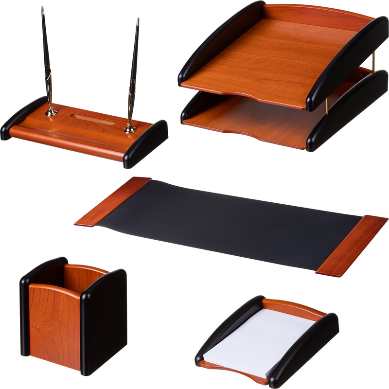 Изображение товара Уценка. Набор настольный RS5M-3A МДФ палисандровый/чёрный (5 предметов)