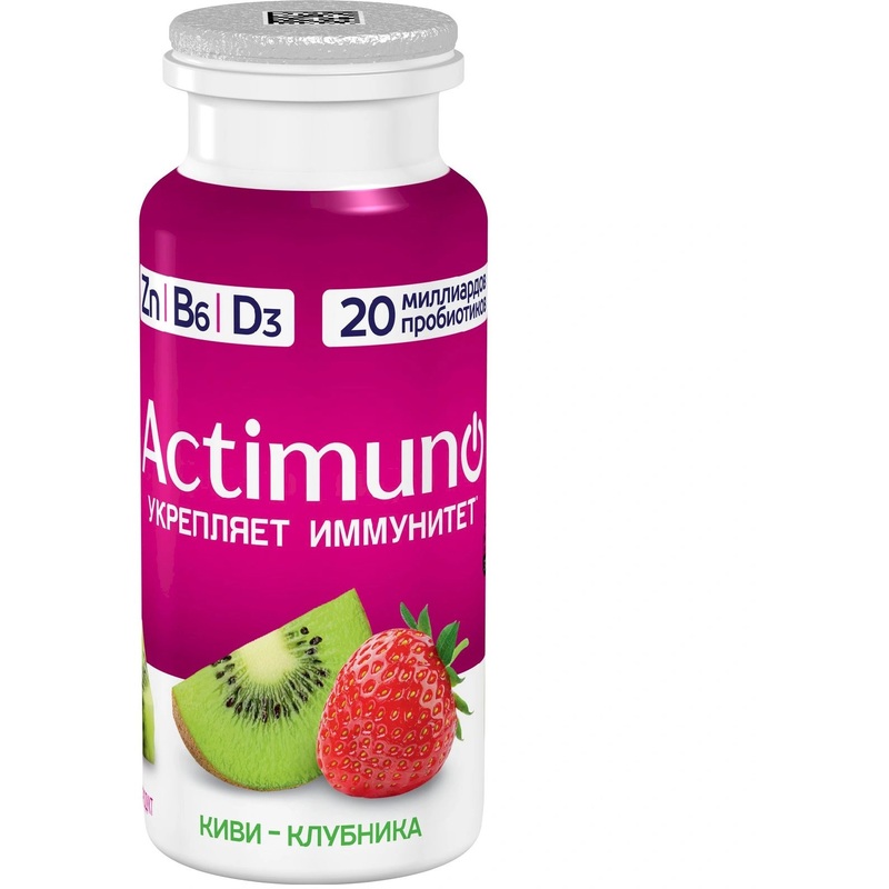 Изображение товара Кисломолочный напиток Actimuno киви-клубника 1.5% 95 г