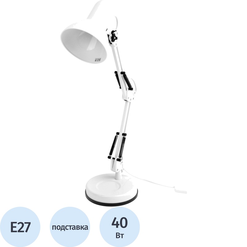 Изображение товара Настольный светильник Camelion KD-313 белый классический для дома и офиса