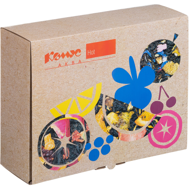 Изображение товара Набор чай травяной ассорти Комус Аква 25 пакетиков с ситечками и стаканами