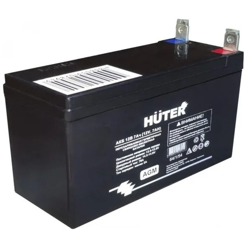 Изображение товара Аккумулятор Huter 12 В 7 Ач AGM для генераторов и техники