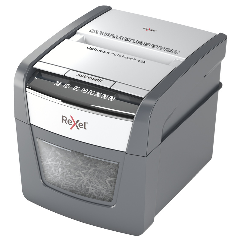 Изображение товара Шредер (уничтожитель документов) Rexel Optimum AutoFeed+ 45X 4-й уровень секретности объем корзины 20 л