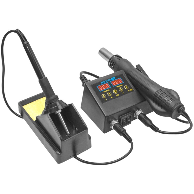 Изображение товара Паяльная станция Мегеон 00380 с цифровым управлением и комплектом аксессуаров