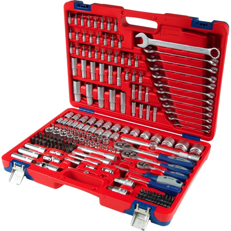 Изображение товара Набор инструмента универсальный Мастак 1/2"1/4"3/8" в чемодане 216 предметов (01-216C)