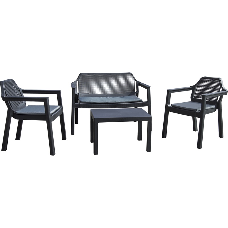 Изображение товара Набор мебели Easy Comfort (графит, стол, диван, 2 кресла) Изображение товара Набор мебели Easy Comfort (графит, стол, диван, 2 кресла)