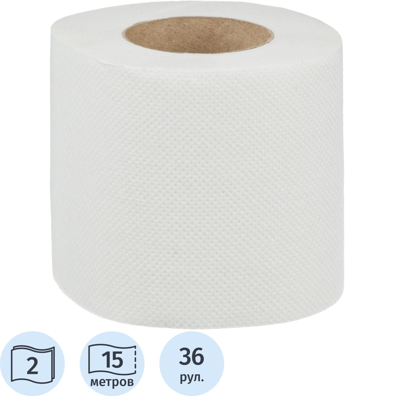 Изображение товара Двухслойная белая туалетная бумага 36 рулонов для офисов и гостиниц