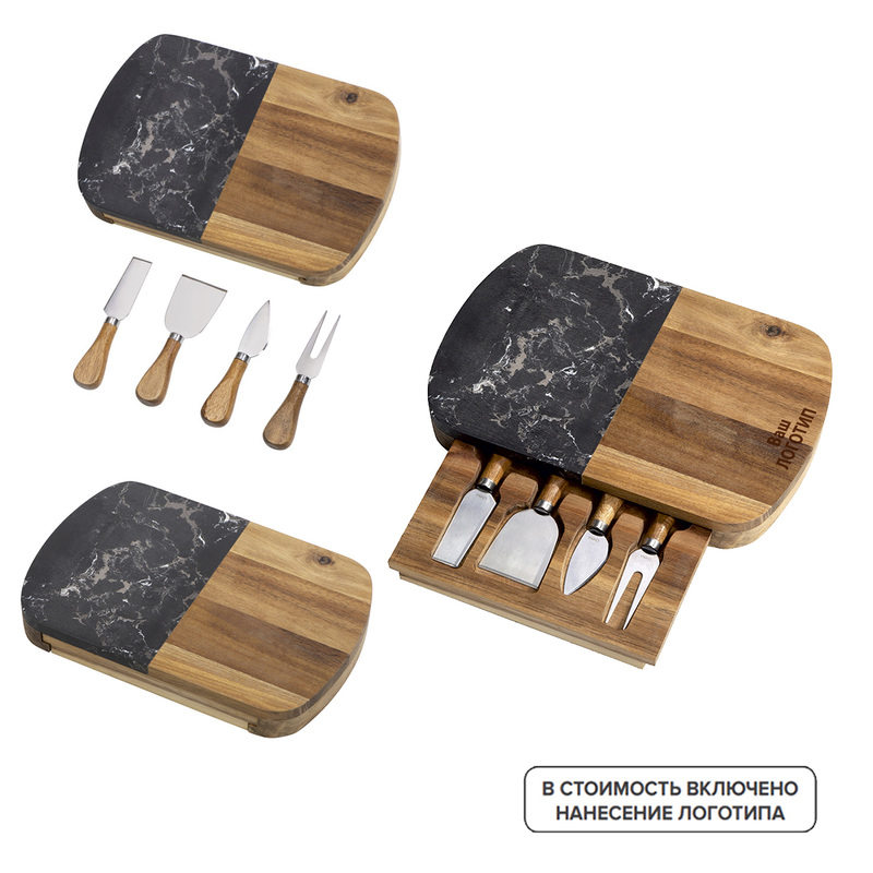 Изображение товара Подарочный набор Date с индивидуальной гравировкой на доске (5 штук в упаковке)