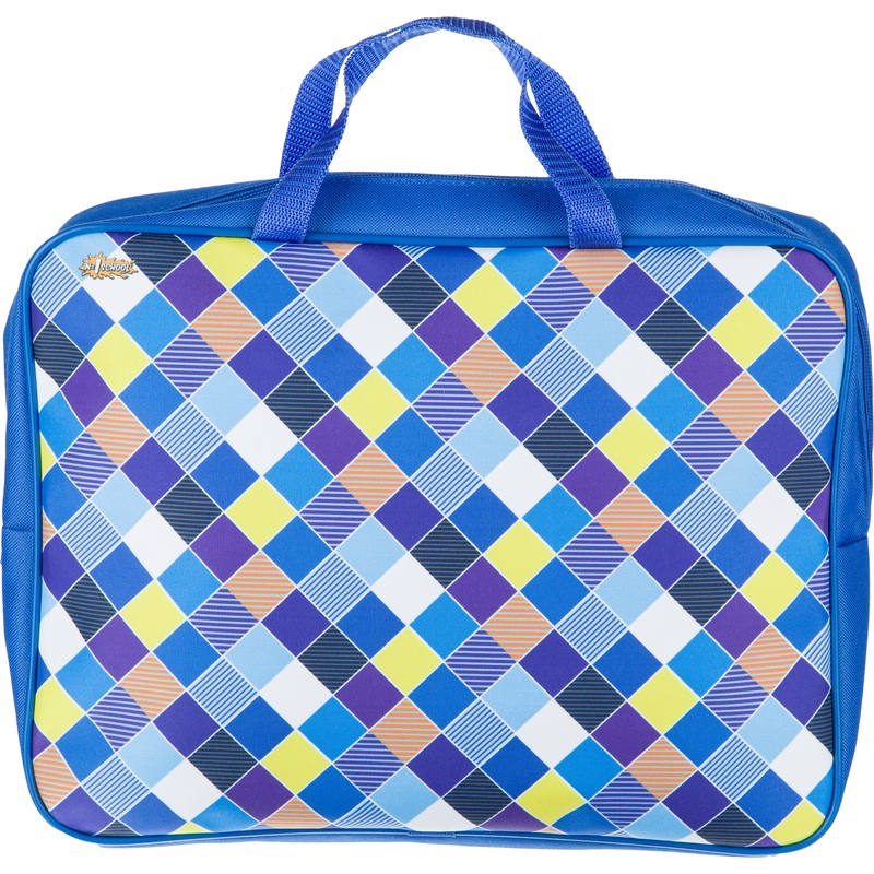 Изображение товара Папка для тетрадей Комус Класс Клетка синяя А4 с ручками и молнией