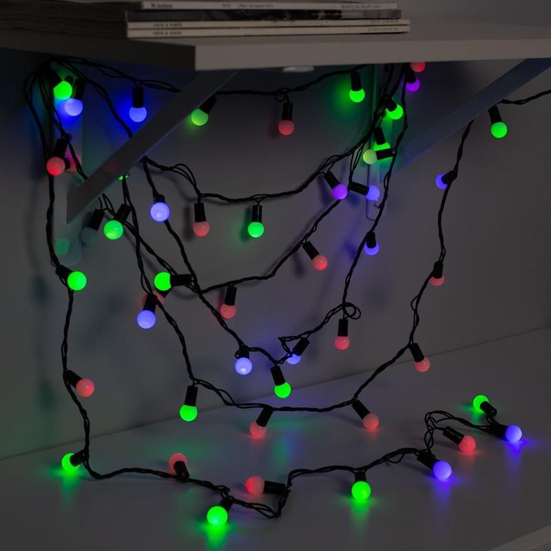 Изображение товара Гирлянда светодиодная Sima-land шарики разноцветный 20м IP44