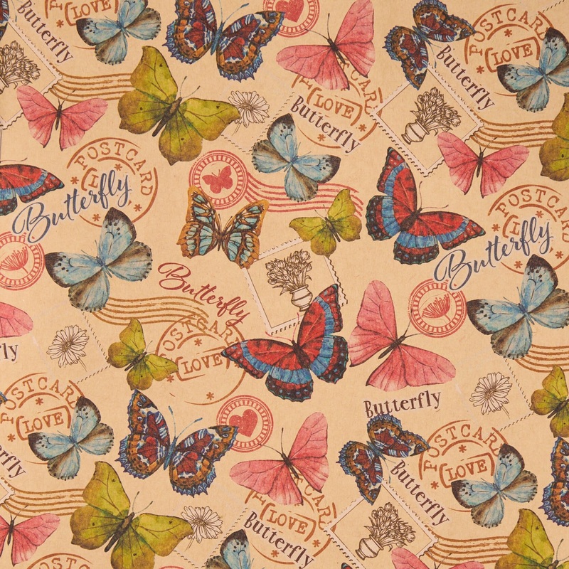 Изображение товара Бумага упаковочная Magic Pack Тропические бабочки крафтовая 70x100 см 80 г/кв.м