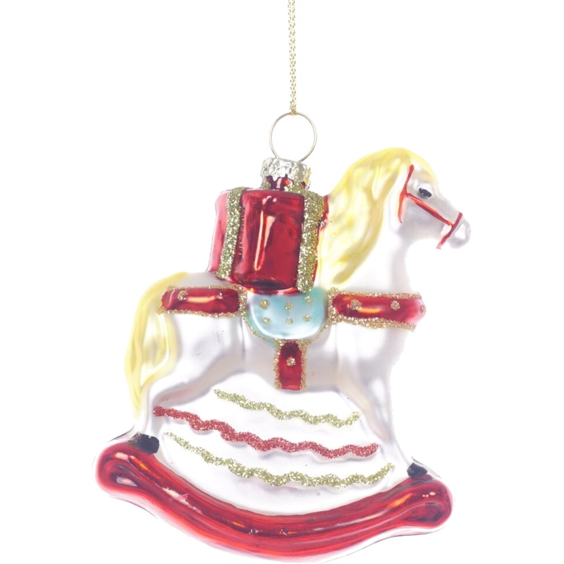 Изображение товара Новогоднее украшение на ёлку Лошадка-качалка 8x2.5x10 см стекло праздничное