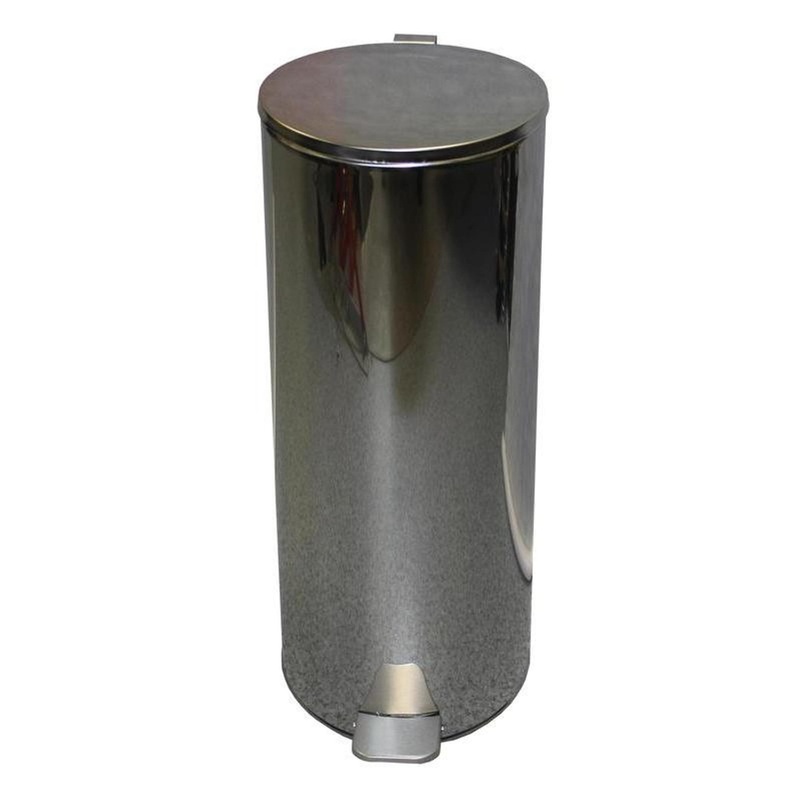 Изображение товара Уценка ведро мусорное 30л нержавеющая сталь с педалью и крышкой серебристое