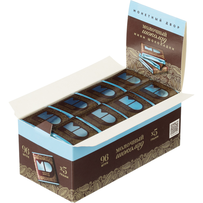 Изображение товара Порционный молочный шоколад Монетный двор 96 штук по 5 г Россия