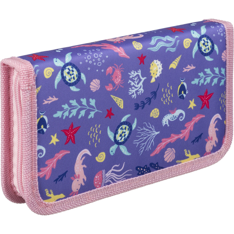 Изображение товара Пенал односекционный Комус Аксолотль фиолетовый для школьников девочек