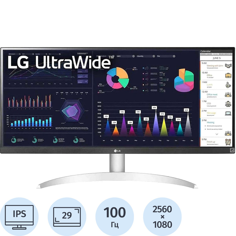 Изображение товара Монитор 29 дюймов LG 29WQ600-W белый/серебристый